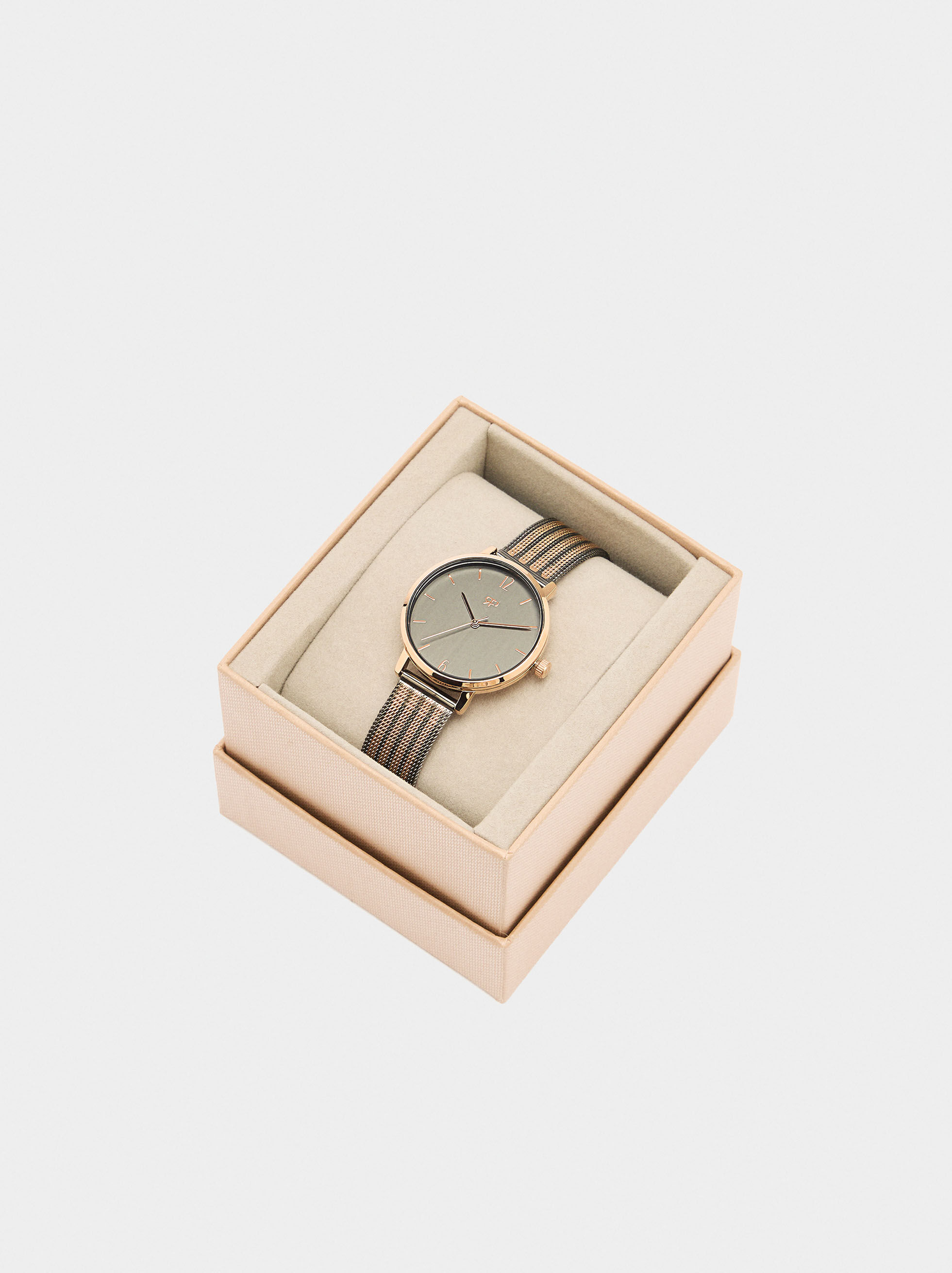 Montre avec bracelet métallique bicolore
