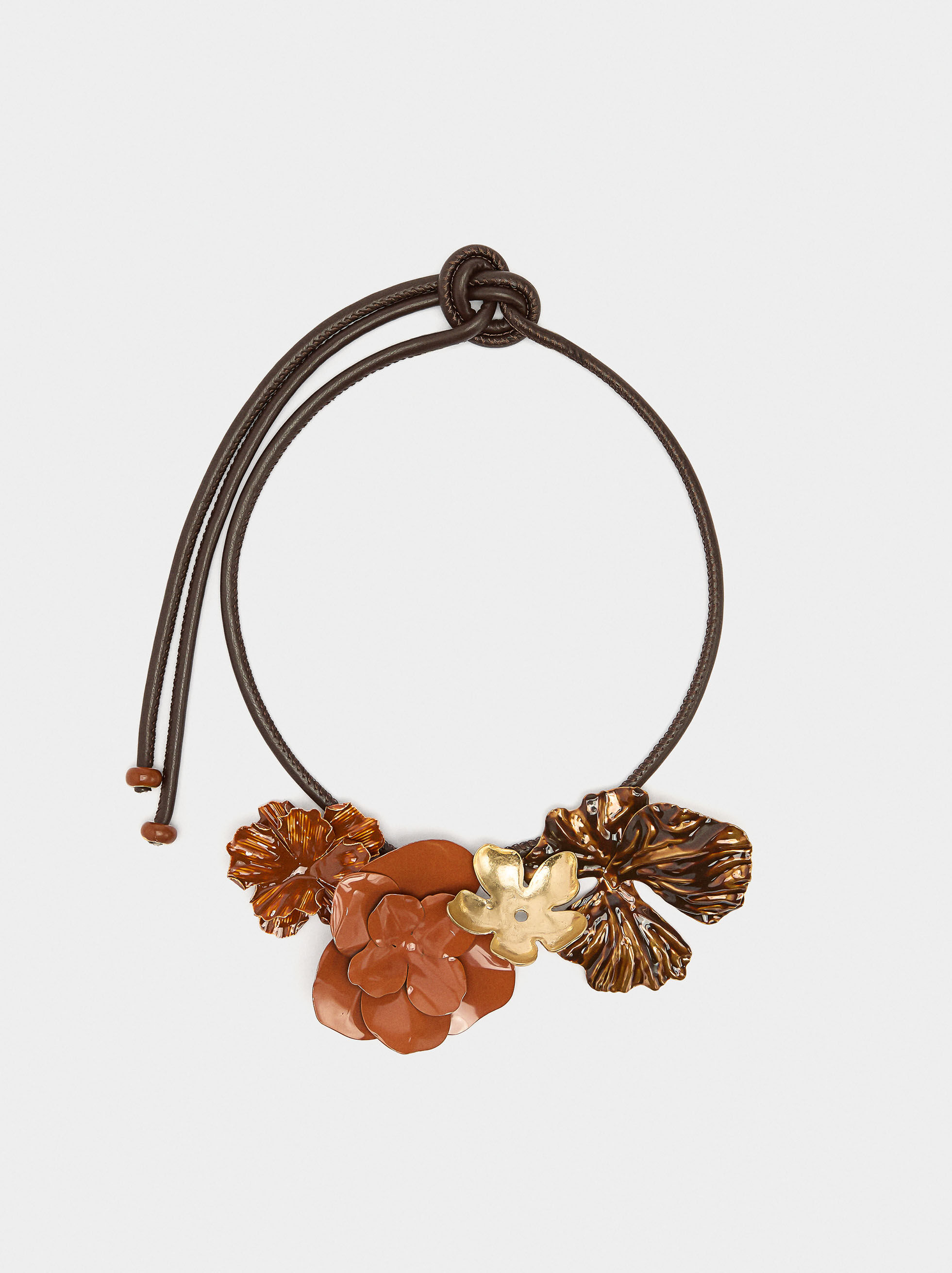 Collier à chaîne avec fleurs émaillées
