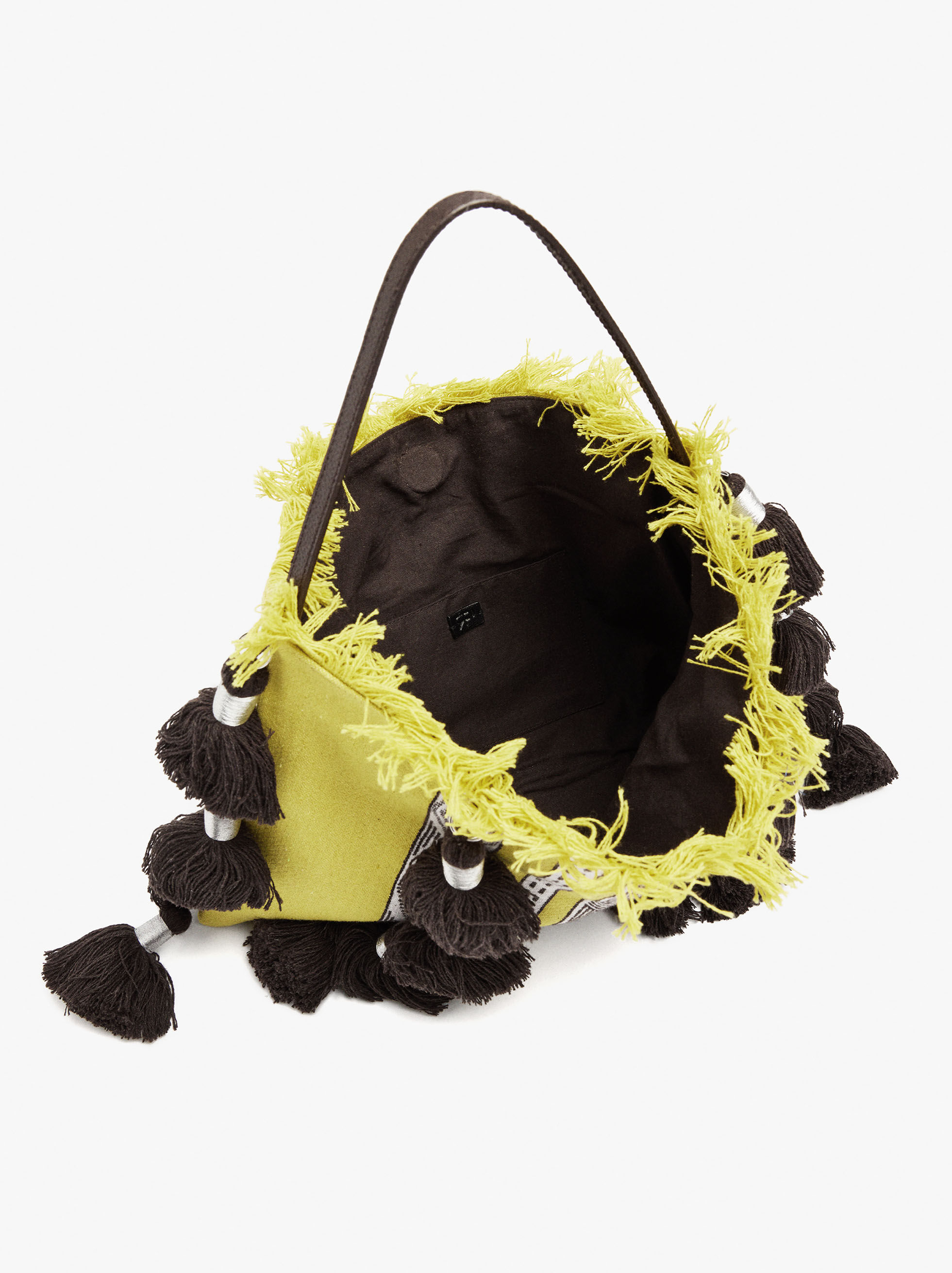 Sac à main en tissu avec pompons