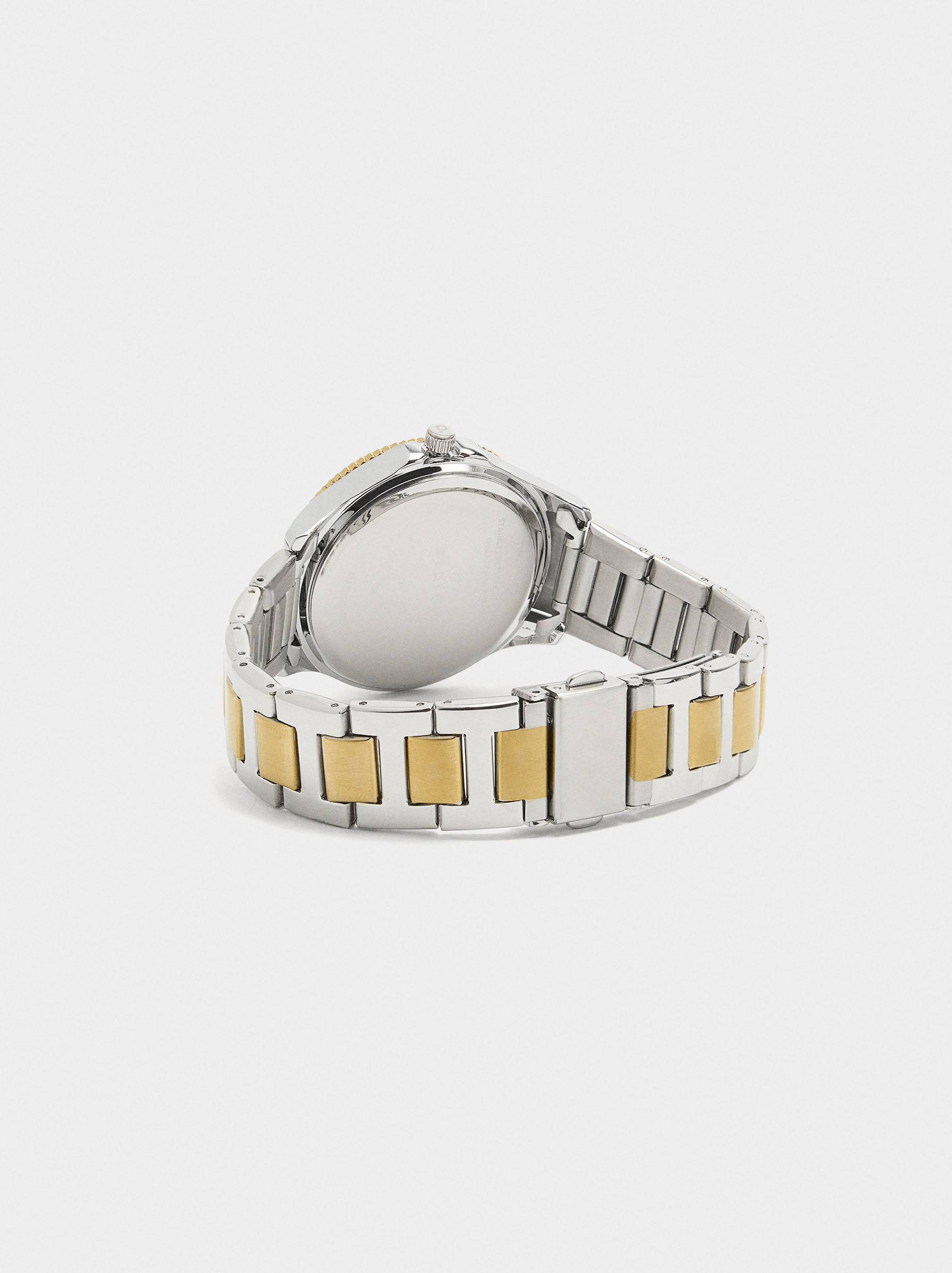 Montre bicouleur avec bracelet en acier inoxydable