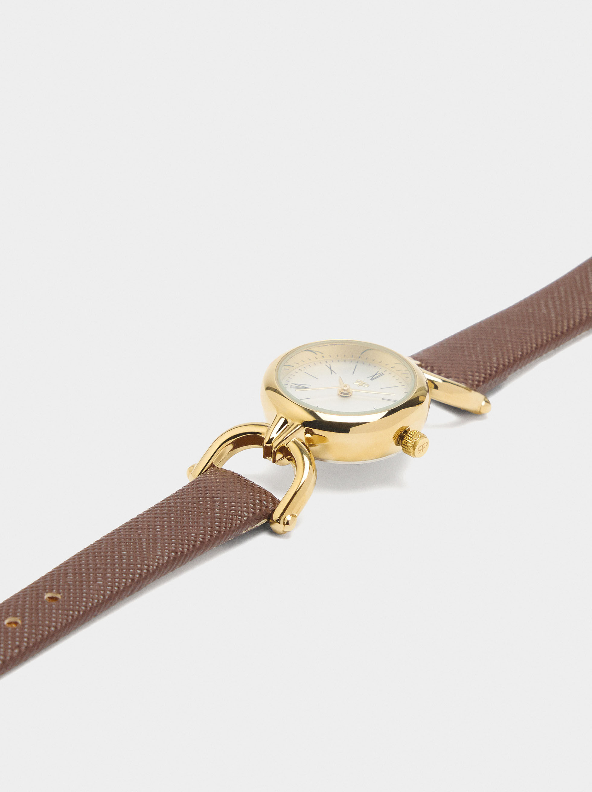 Montre ronde avec bracelet à texture