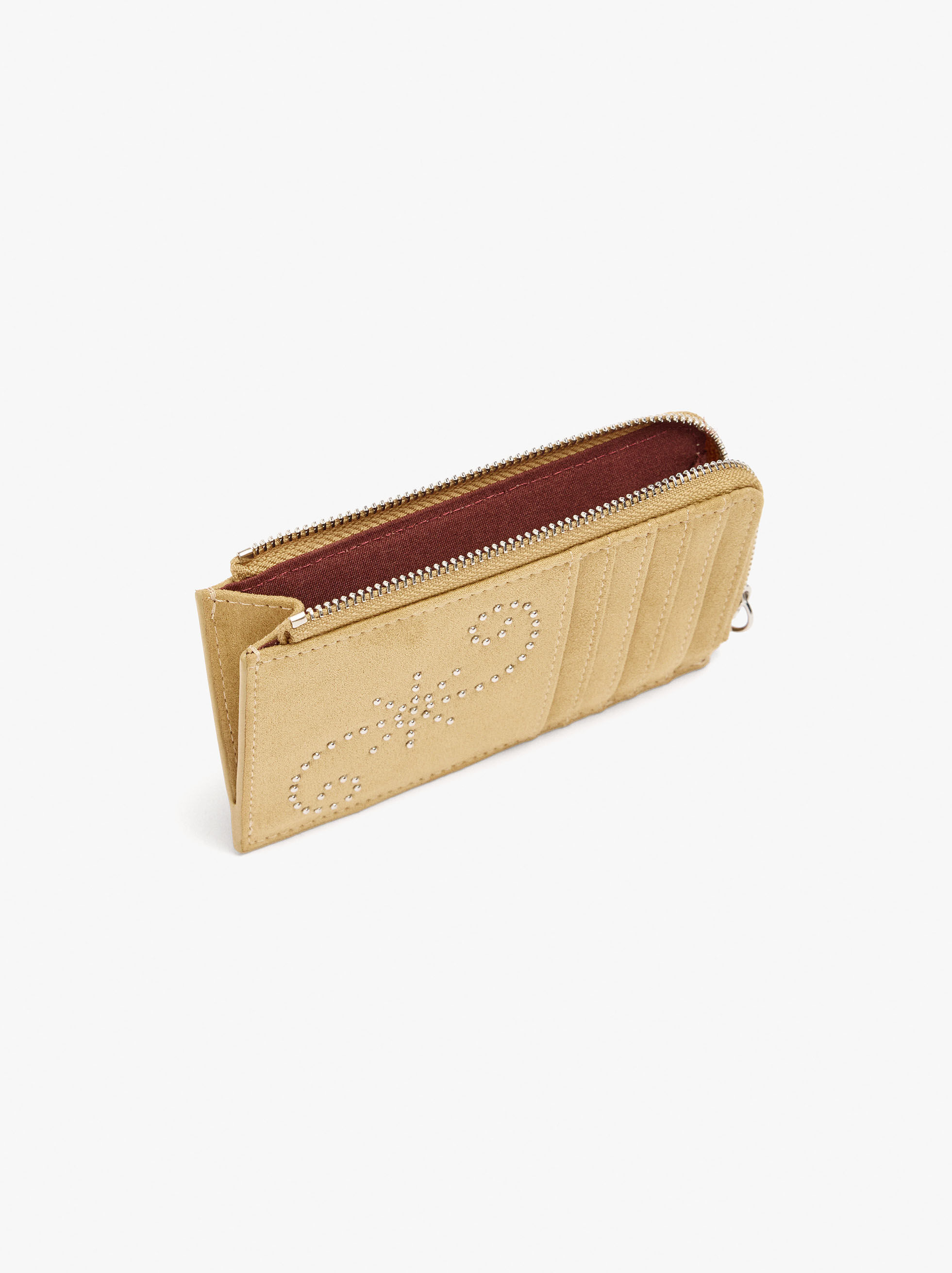 Porte-cartes effet cuir à clous