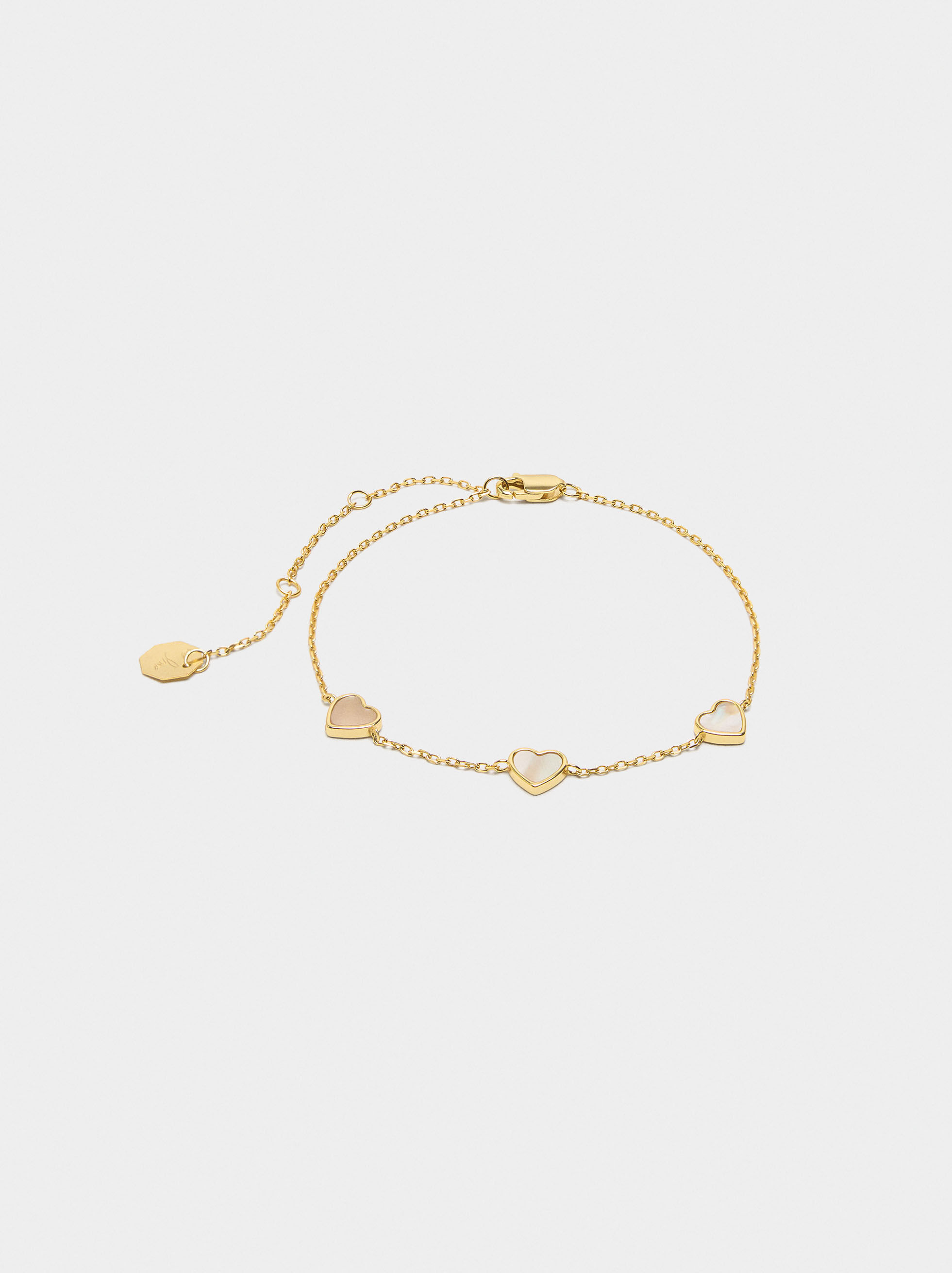 Bracelet perles d'eau douce cœur - argent 925