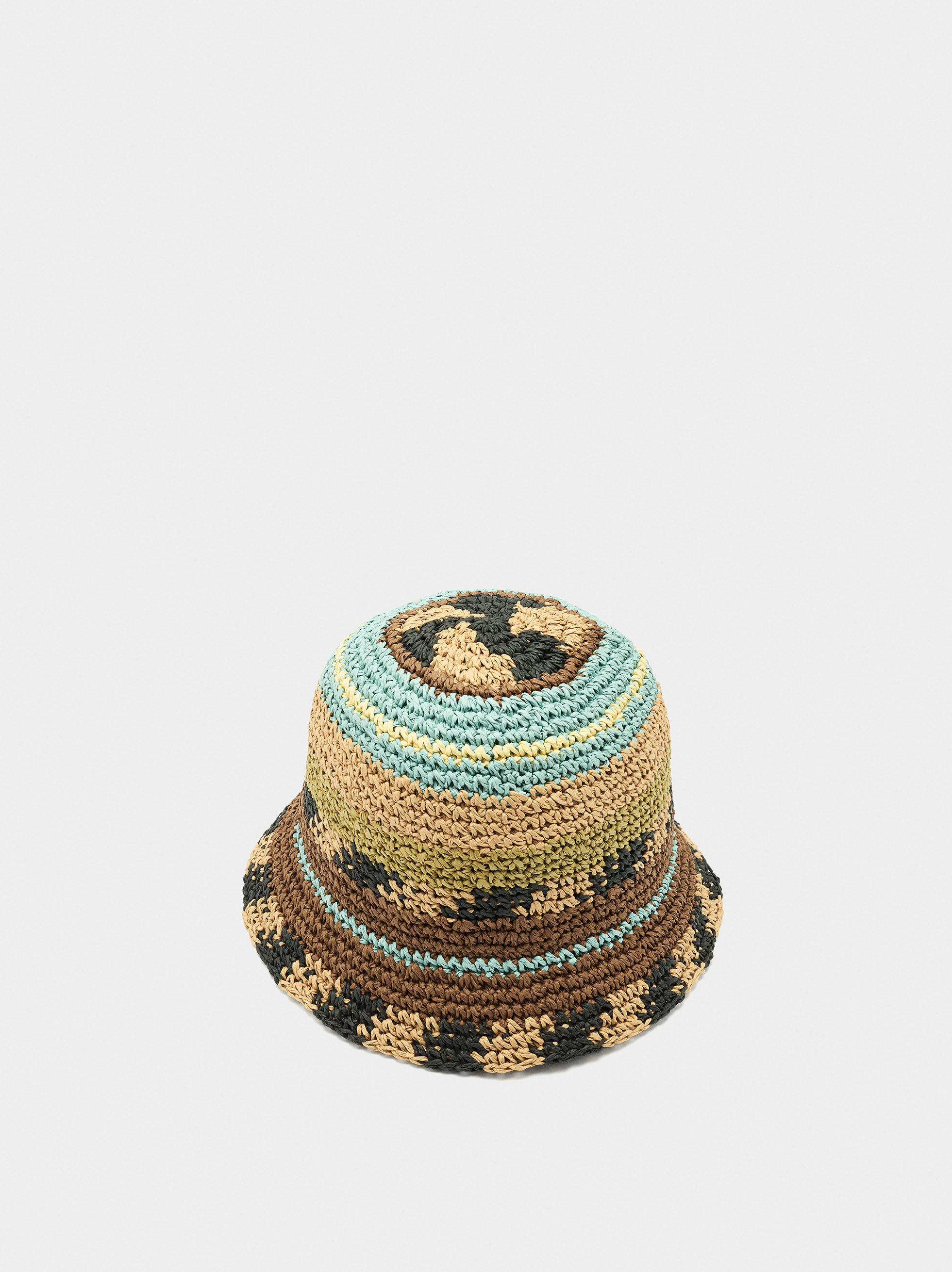Chapeau bucket multicolore effet paille