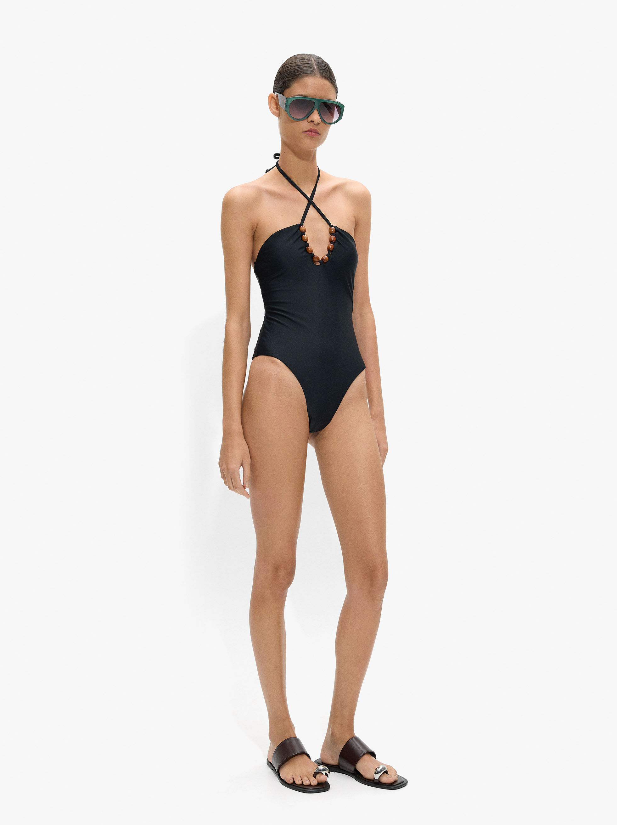Maillot de bain en forme de halter avec perles