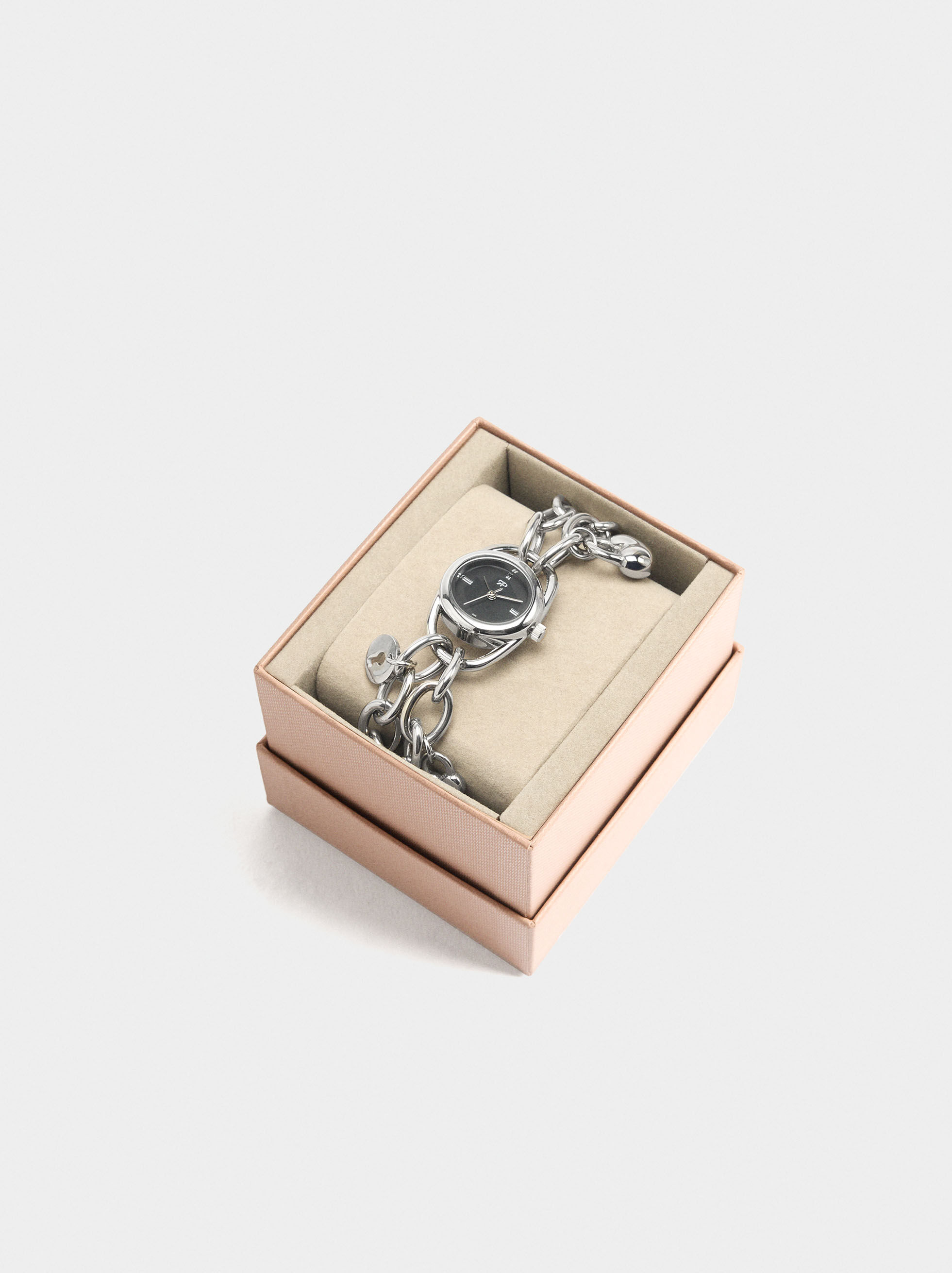 Montre-bracelet à maillons avec cœurs