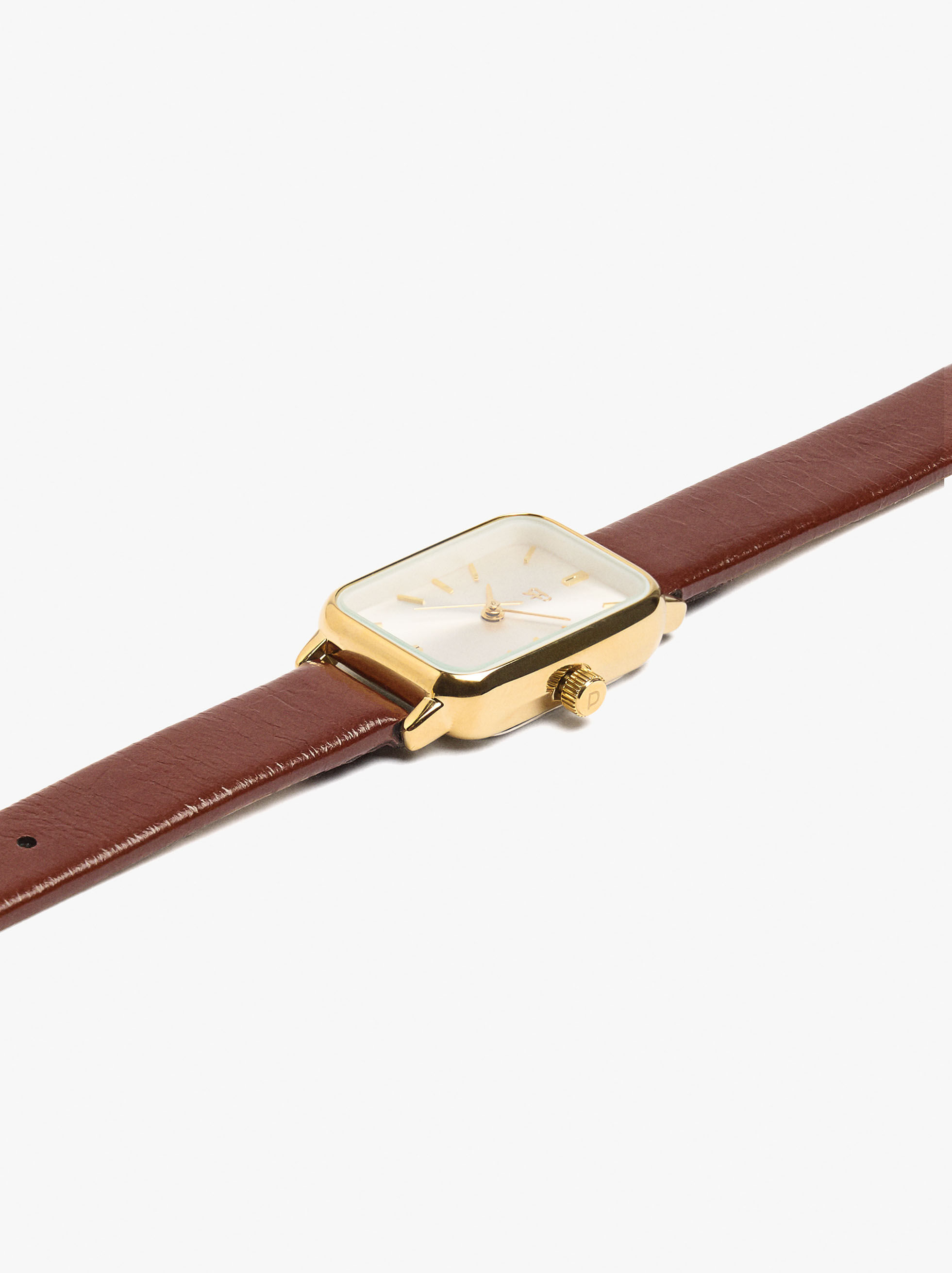 Montre rectangulaire avec bracelet effet cuir