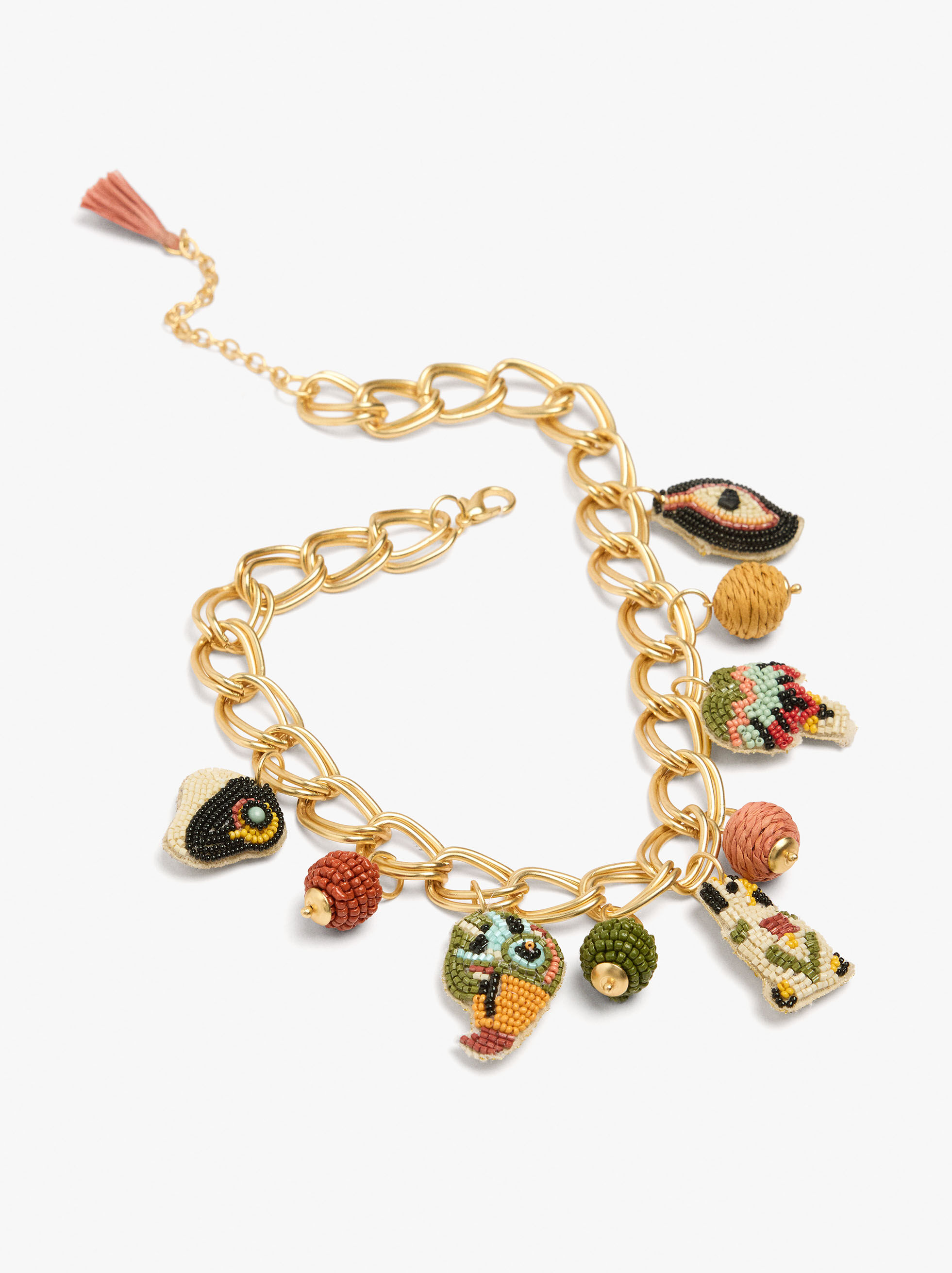 Collier de maillons avec pendentifs multicolores