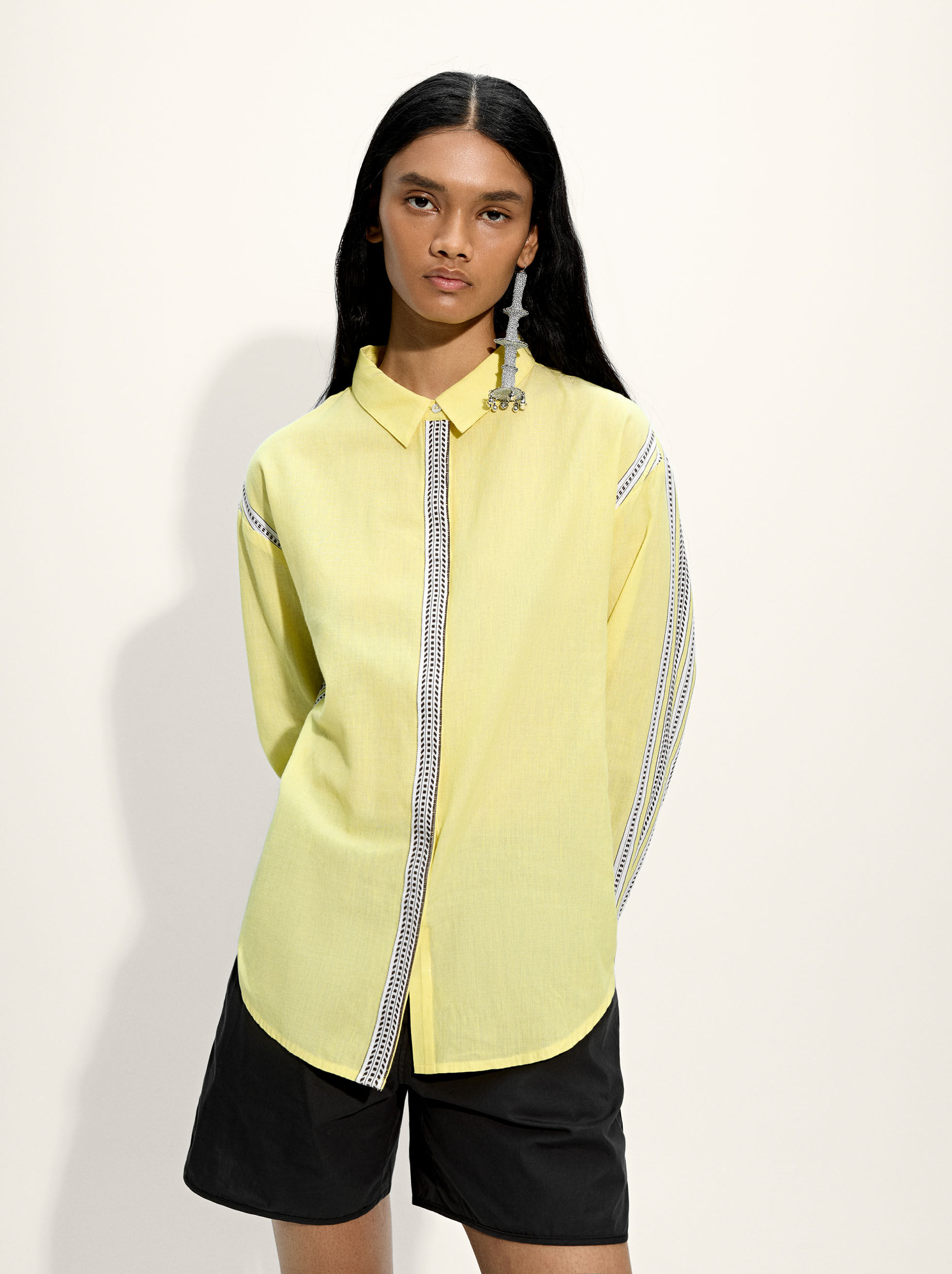 Chemise 100 % coton à rayures