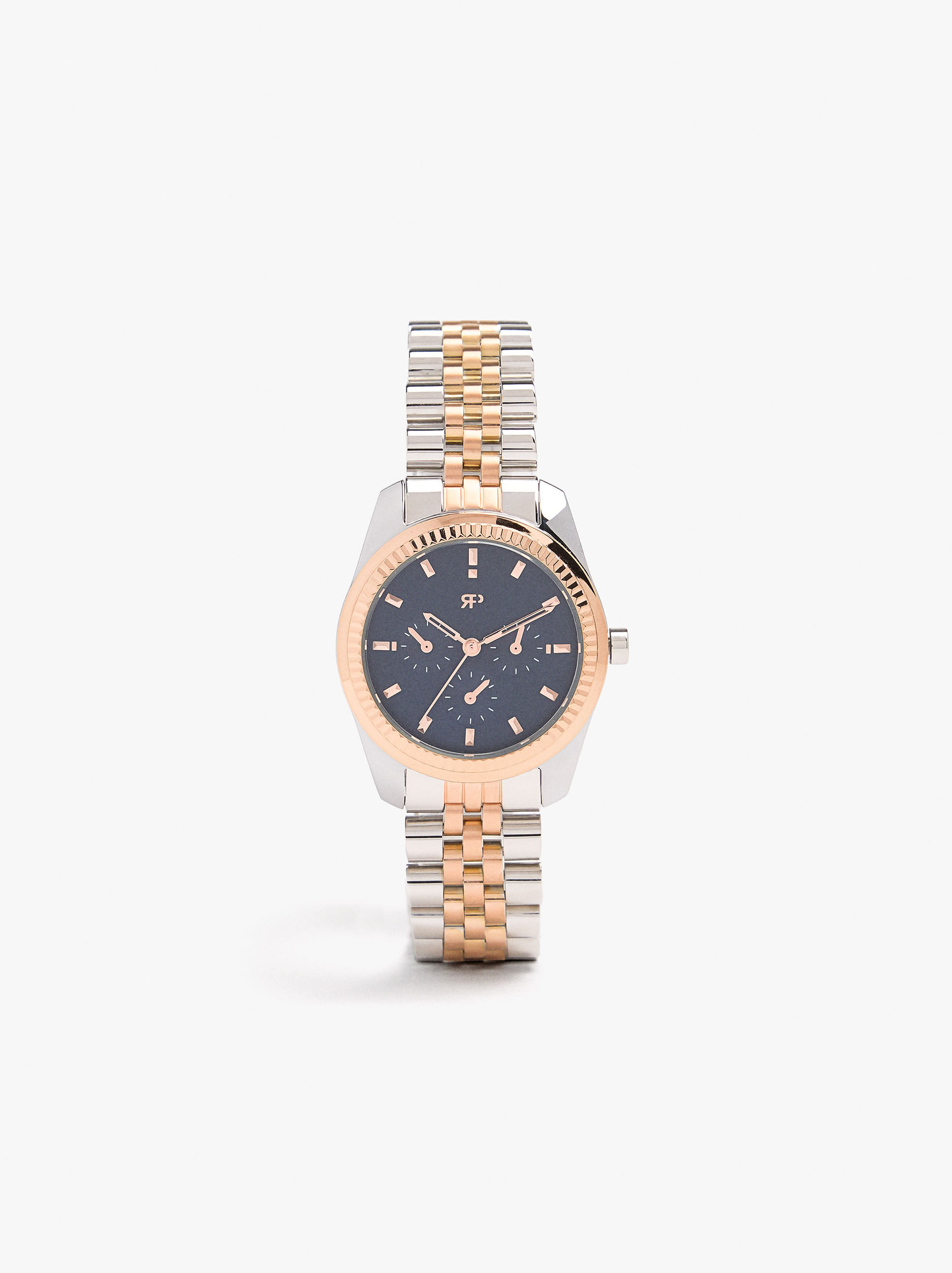 Montre bicolor bracelet en acier inoxydable