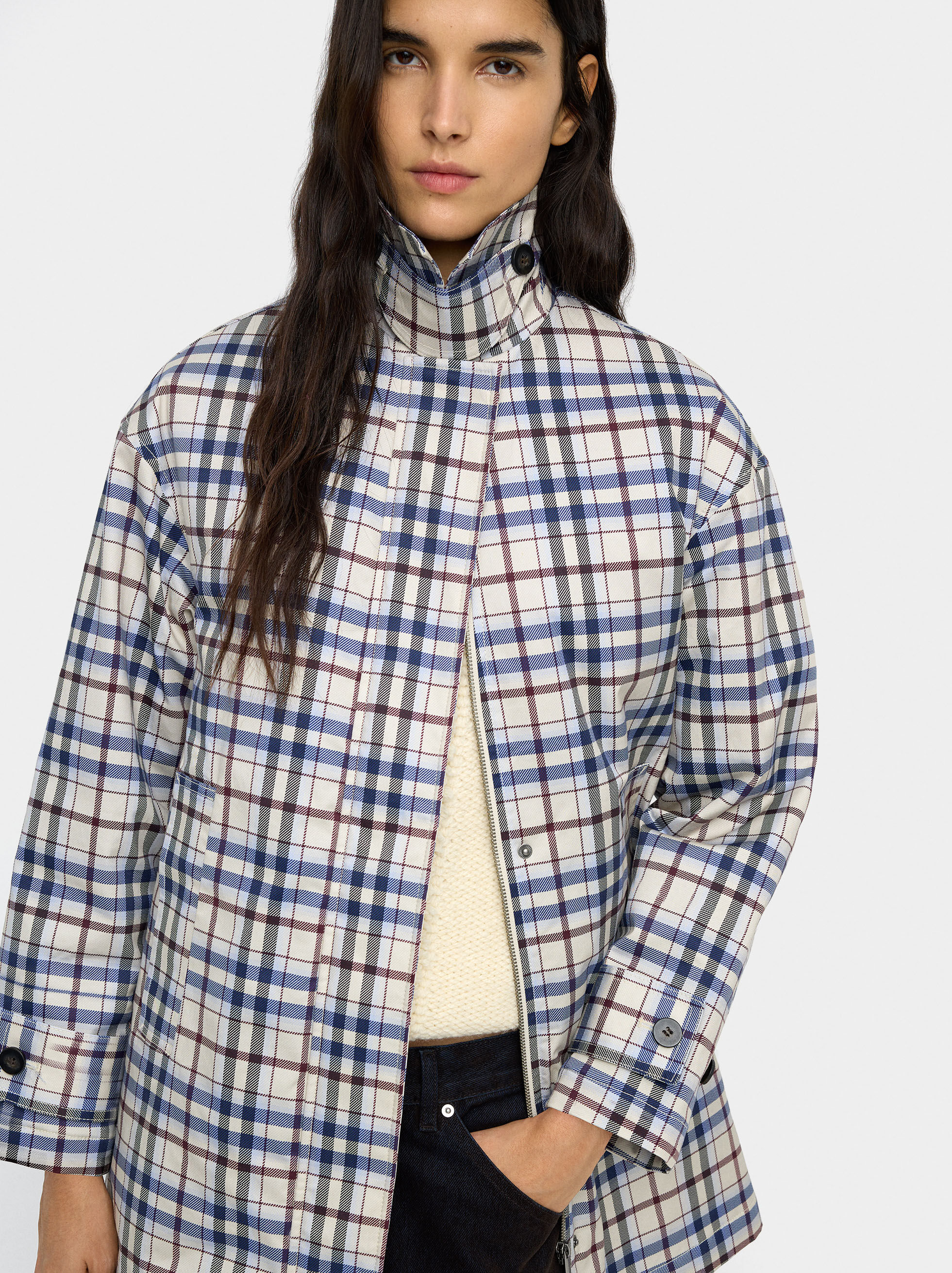 Parka en coton à carreaux